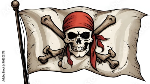 Pirate flag illustration. Jolly roger