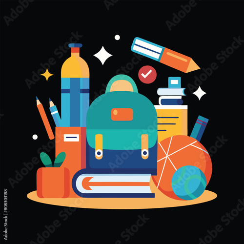 Cartoon Childrens Going Back To School on a white background