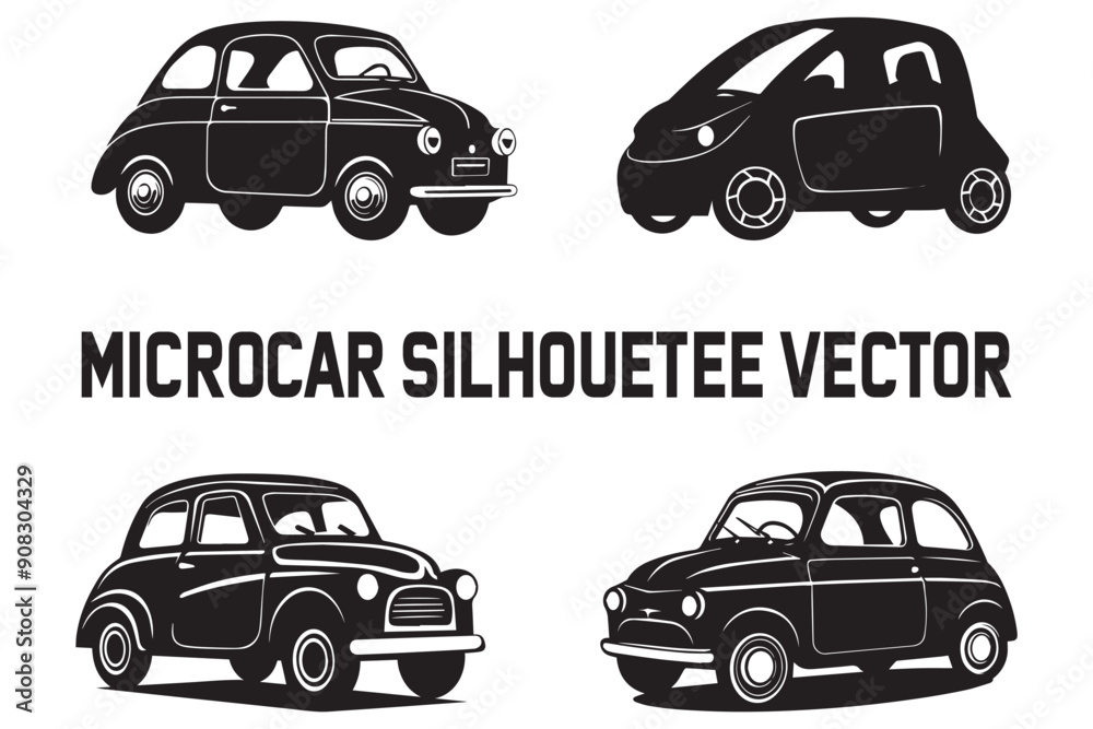 Compact Car Vector Vetor do Stock: Micro Car Silhouette, Vector Art, White Background, Car ...
