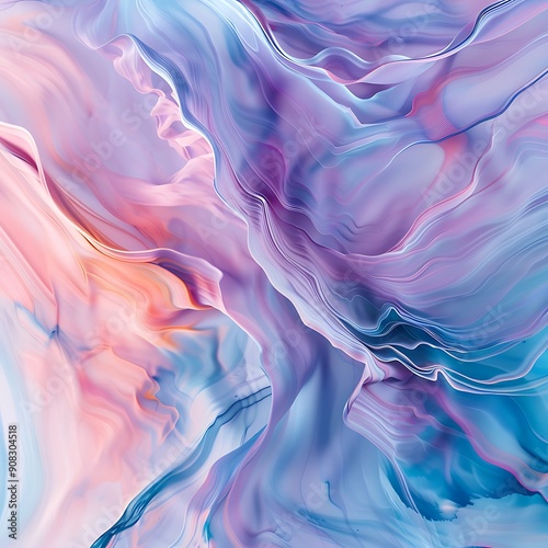 A pastel abstract art piece featuring soft, swirling patterns in shades of pink, blue, and lavender. 8k UHD, suitable for high-quality printing or digital display. 