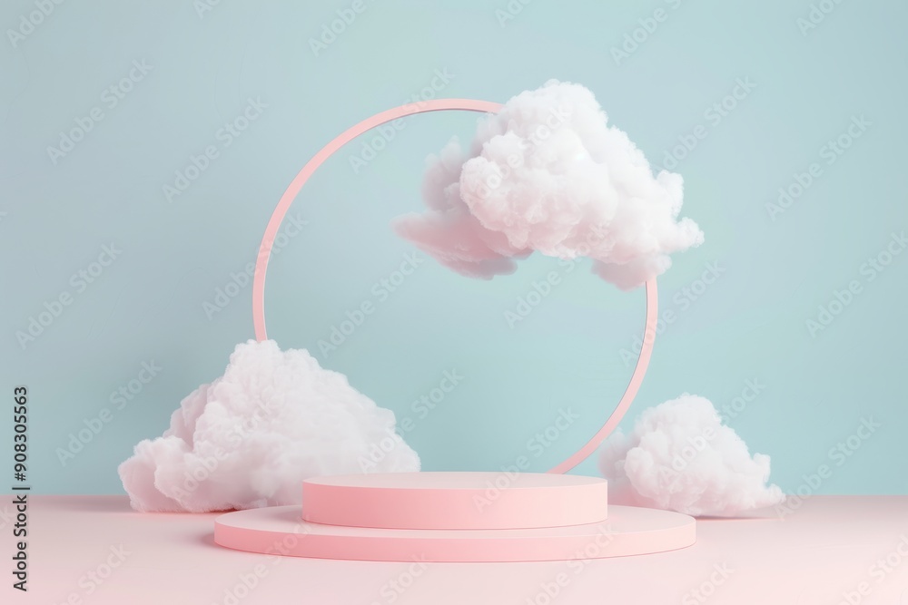 Dreamy Cloud Display with Pink Arch 10 Dreamy Cloud Display with Pink Arch 10