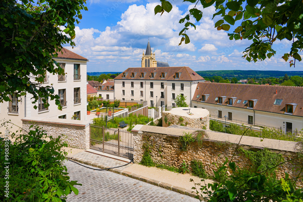 Fototapeta premium Church of Saint Peter in Montfort-l'Amaury, a rural village of the French department of Yvelines in Paris region