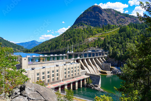 Brilliant Dam on the Kootenay River upstream from Castlegar in the West Kootenay region of British Columbia, Canada photo