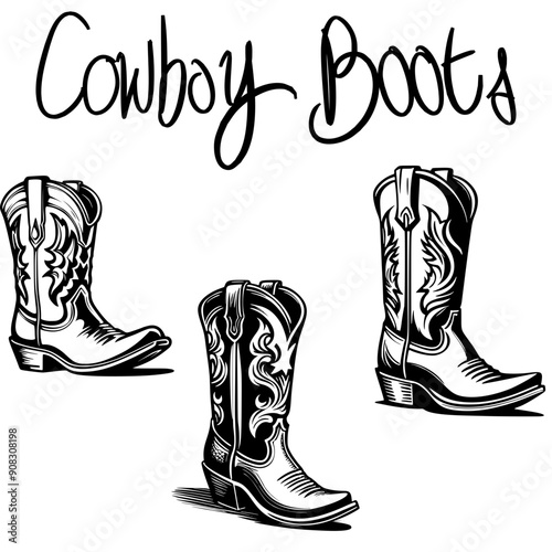 boot vector silhouettes isolated on white