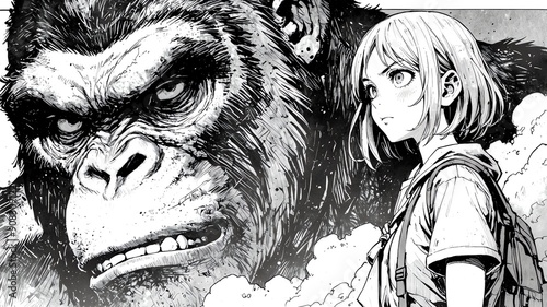 gorilla animal black and white