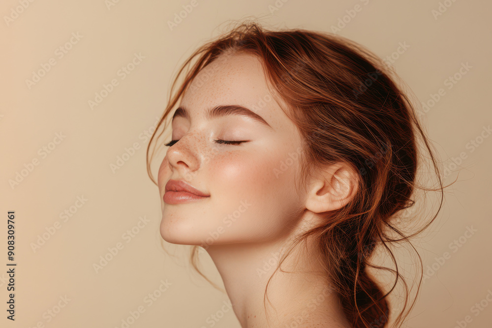 A close up of a girl's face with her eyes closed A close up of a girl's face with her eyes closed