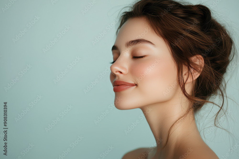 A close up of a girl's face with her eyes closed A close up of a girl's face with her eyes closed