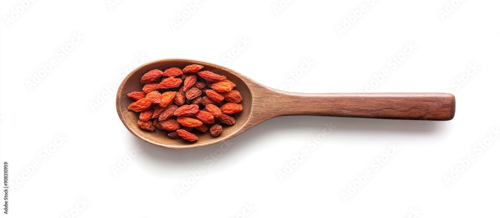 Goji Berries in a Wooden Spoon Goji Berries in a Wooden Spoon