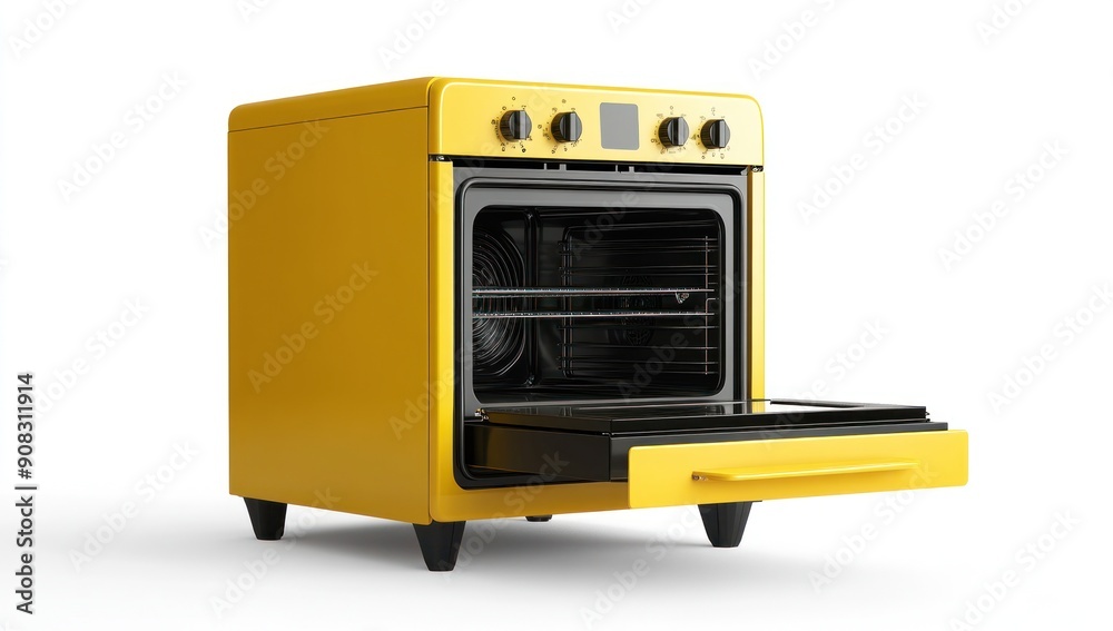 Obraz premium Yellow Oven with Open Door