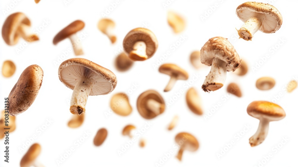 Fototapeta premium Mushrooms Floating in Air, Isolated