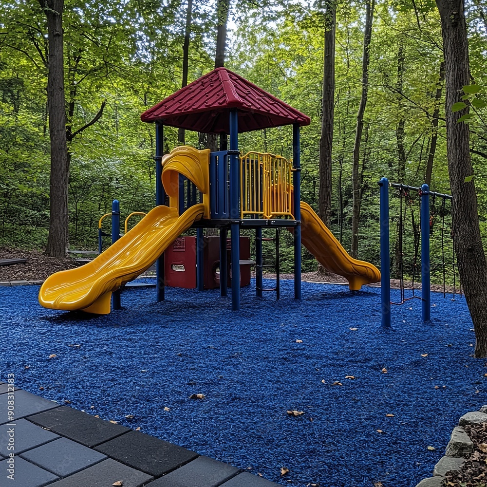 Vibrant Kids Playground with Colorful Slides and Structures Vibrant Kids Playground with Colorful Slides and Structures
