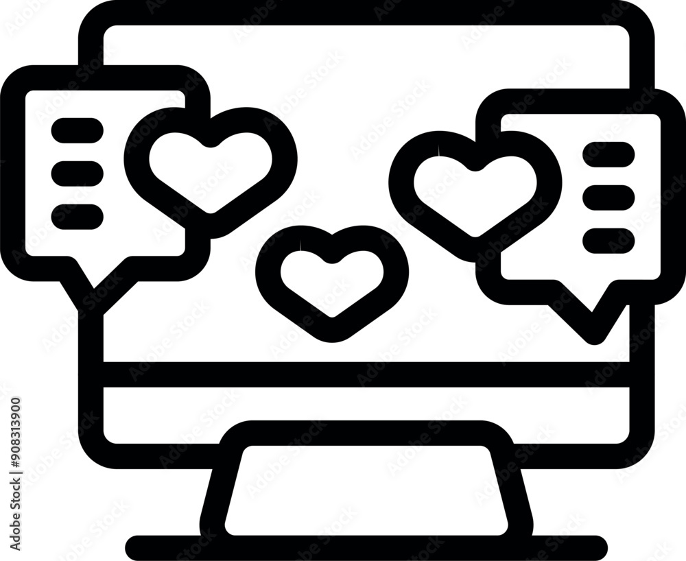 Love is in the air with this icon of online dating and romance on a desktop computer screen Love is in the air with this icon of online dating and romance on a desktop computer screen