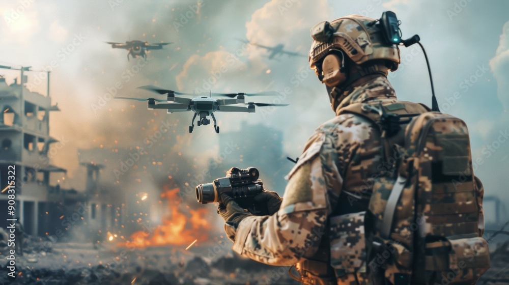 Soldier Operating Drone in Field 11 Soldier Operating Drone in Field 11