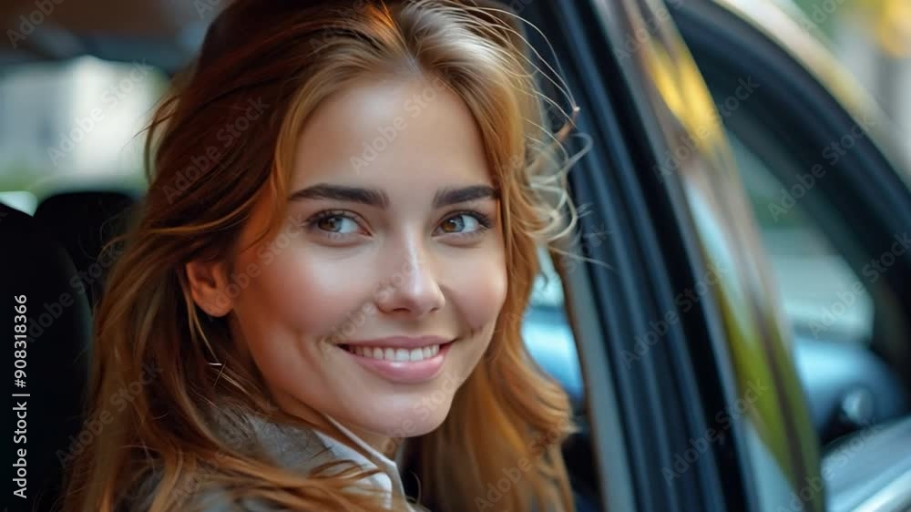 The driver opens the door for the businesswoman.
The driver opens the door for the businesswoman.