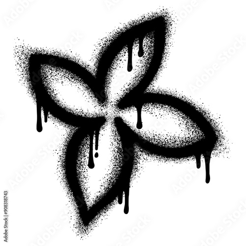 Spray Painted Graffiti flower Sprayed isolated with a white background.