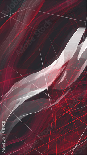 Networking, red threads on white background