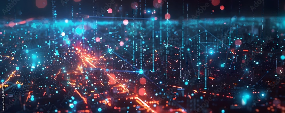city with network technology background city with network technology background