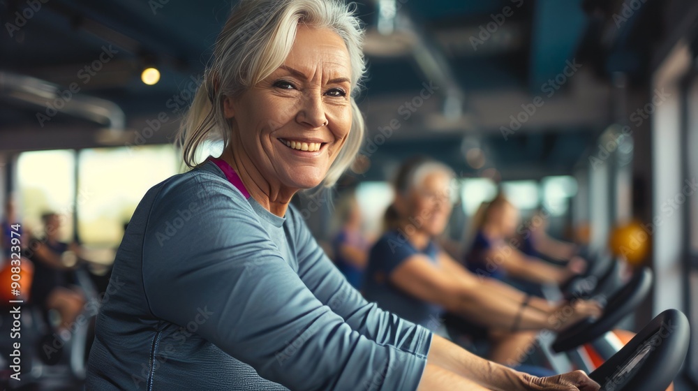 Senior Woman Exercising on a Stationary Bike 1 Senior Woman Exercising on a Stationary Bike 1