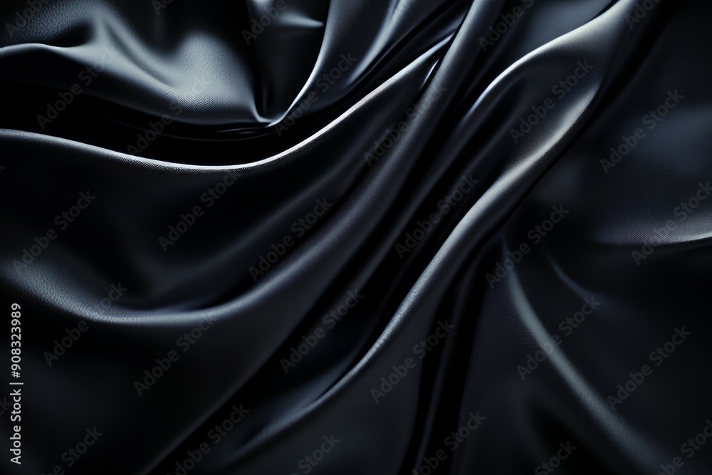 Fototapeta premium Black Silk Fabric with Folds 3