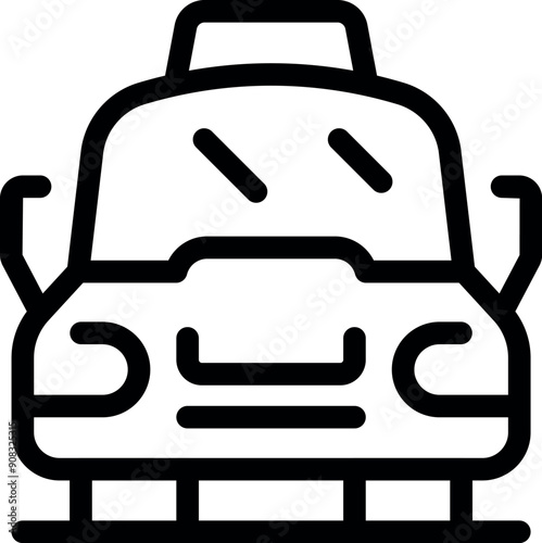 Simple line art icon of a taxi cab waiting to pick up passengers