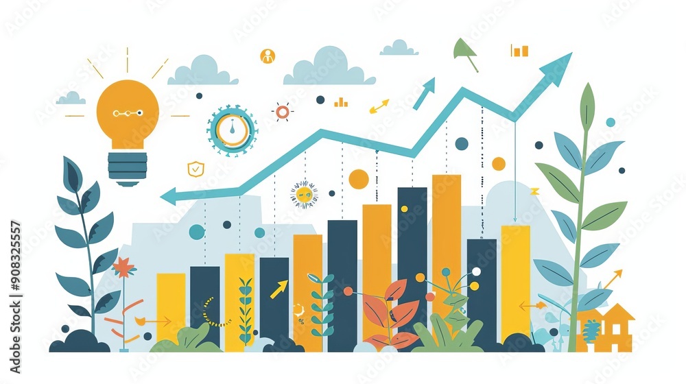 Strategic initiatives planning, growth objectives, flat design illustration Strategic initiatives planning, growth objectives, flat design illustration