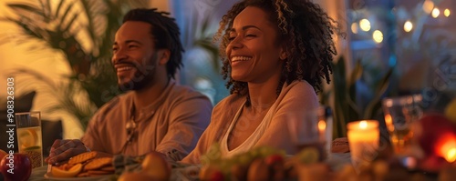 Wallpaper Mural A couple hosting a movie night for friends, snacks and drinks on the table, side view, illustrating hospitality and fun, advanced tone, Splitcomplementary color scheme Torontodigital.ca