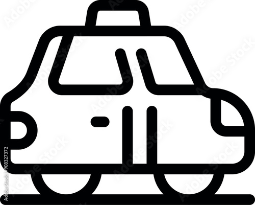 Simple line art icon of a taxi cab waiting to pick up passengers