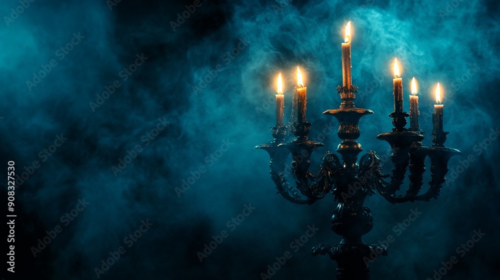 Fototapeta premium Antique candelabra. Flickering candles