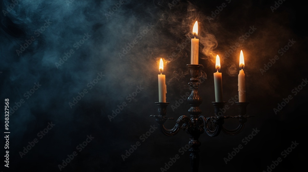 Fototapeta premium Antique candelabra. Flickering candles