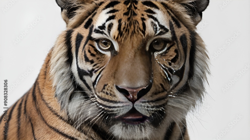 Fototapeta premium Close up portrait of black tiger on a white background