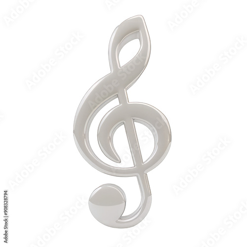 A silver musical note with a stem photo