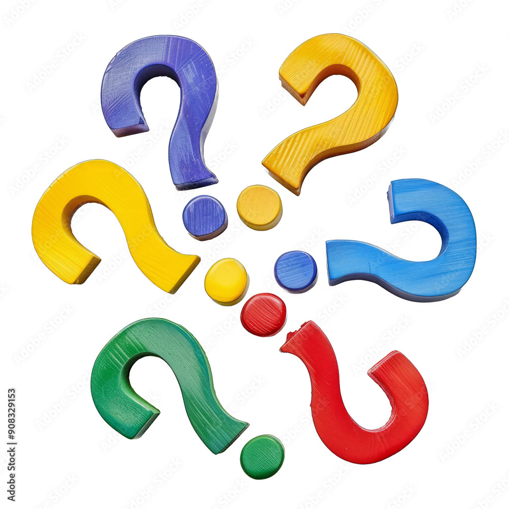 A group of wooden questions are arranged in a circle A group of wooden questions are arranged in a circle