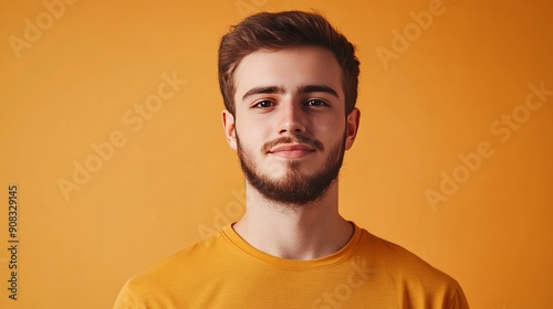 Portrait of a Young Man Against Yellow Background 2