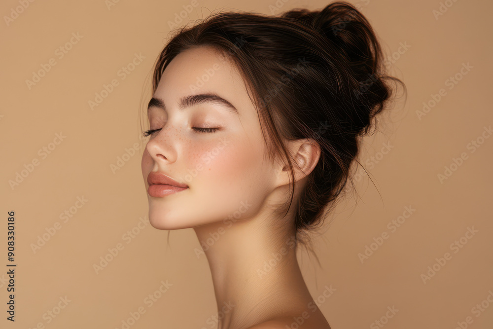 A close up of a girl's face with her eyes closed A close up of a girl's face with her eyes closed