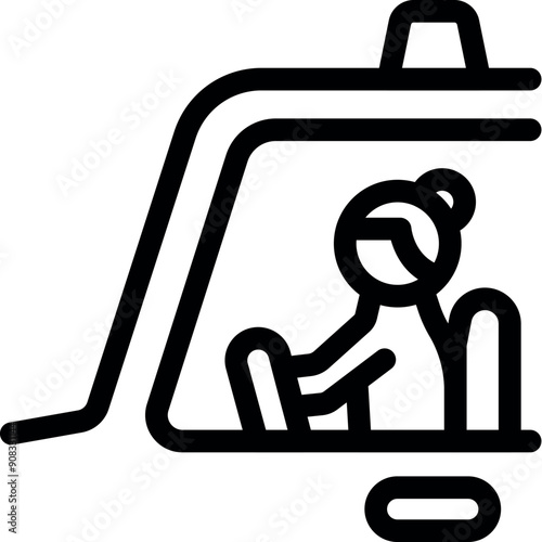 Construction site icon of a female crane operator lifting building materials