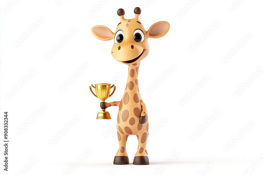 Giraffe with a trophy Giraffe with a trophy