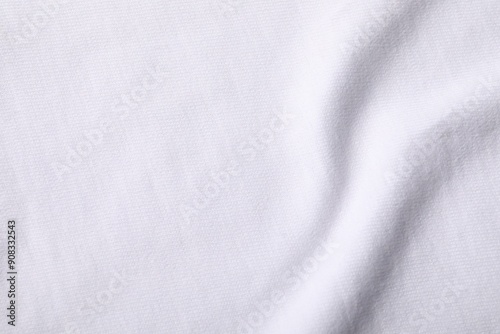 Texture of white fabric as background, top view