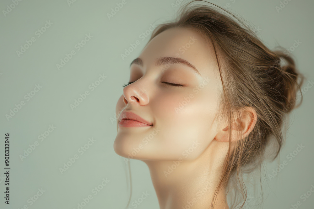 A close up of a girl's face with her eyes closed A close up of a girl's face with her eyes closed