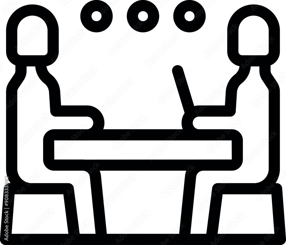 Two people are having a business meeting, discussing business strategy and using a laptop Two people are having a business meeting, discussing business strategy and using a laptop