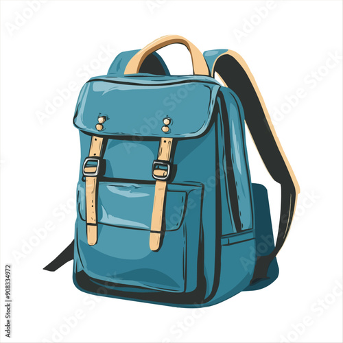 Blue Backpack Illustration
