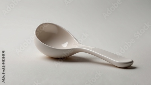 Elegant white ceramic spoon on a light neutral surface