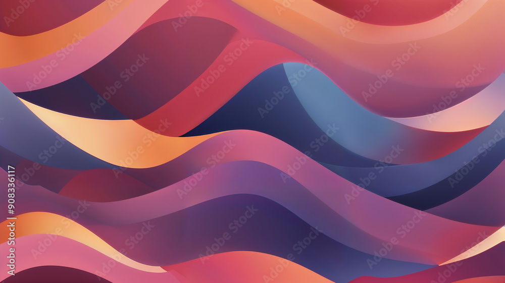 Fototapeta premium Flowing geometric shapes with sunset color gradations