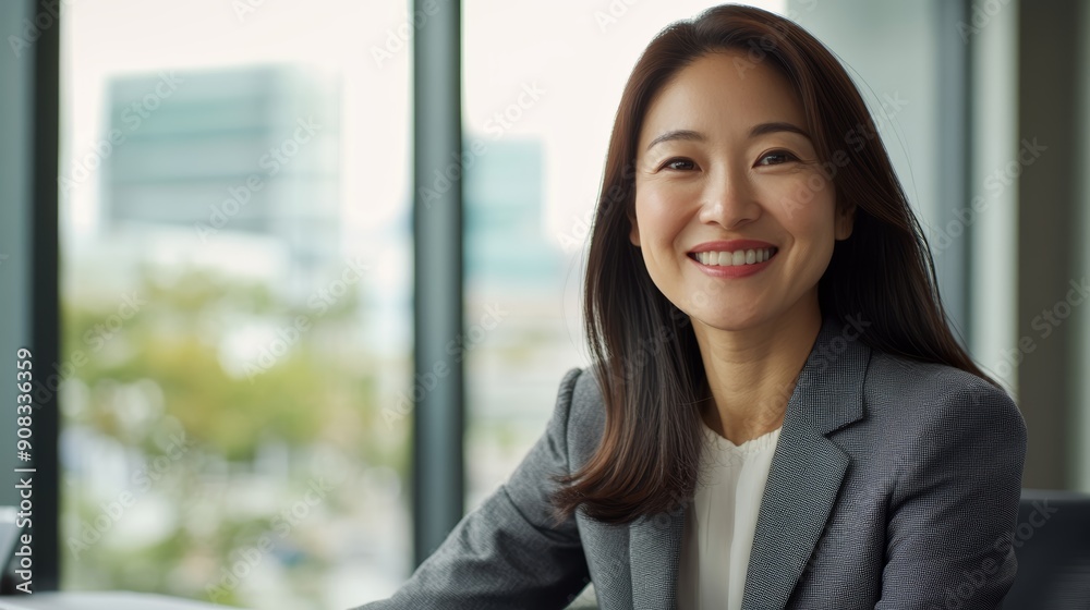 Confident Businesswoman Smiling in Office Confident Businesswoman Smiling in Office