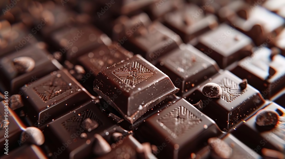 Close-Up Photo of Dark Chocolate Squares with Cocoa Nibs Close-Up Photo of Dark Chocolate Squares with Cocoa Nibs