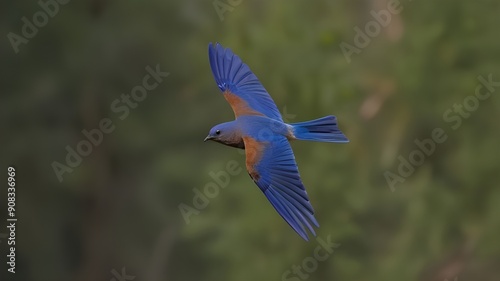 North Carolina bluebird flying to the left