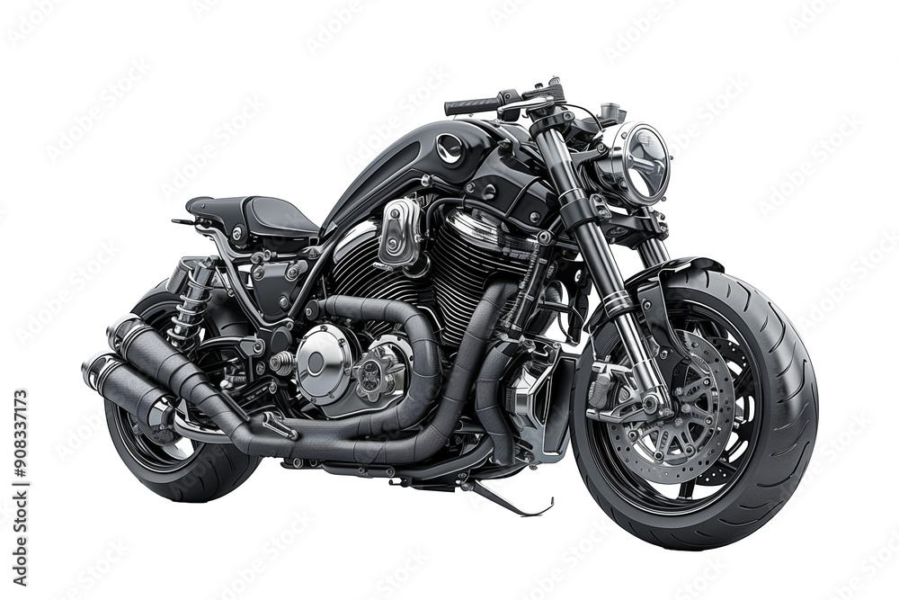 Chopper motorbike with chrome details isolated on transparent background Chopper motorbike with chrome details isolated on transparent background