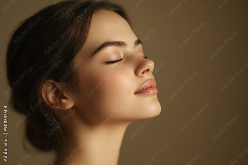 A close up of a girl's face with her eyes closed A close up of a girl's face with her eyes closed