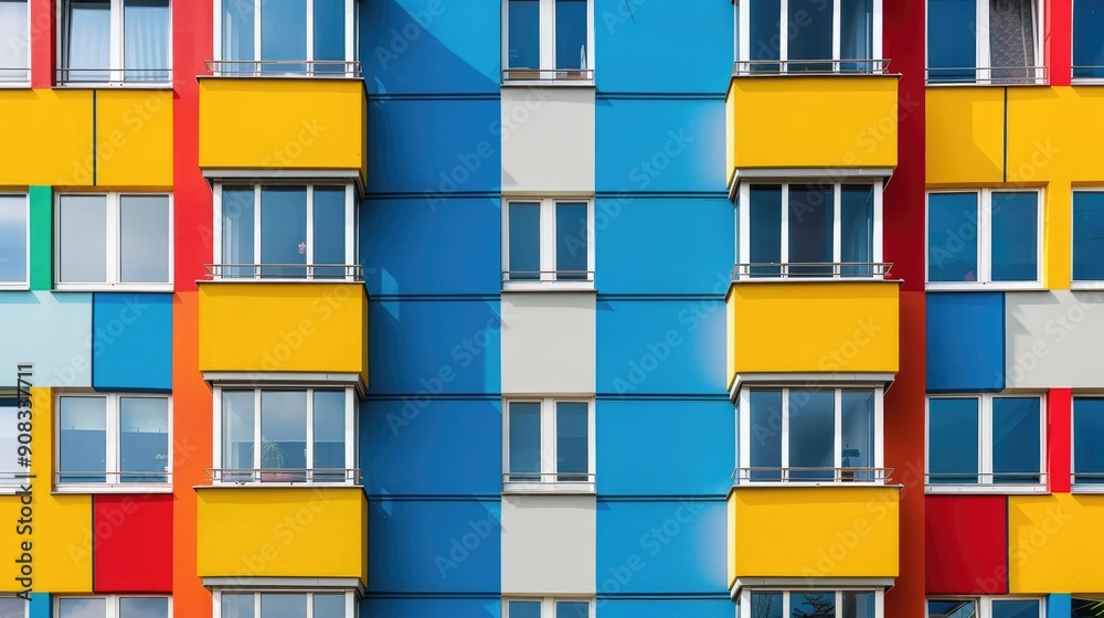 Art deco building facade with bold patterns and vibrant colors Art deco building facade with bold patterns and vibrant colors
