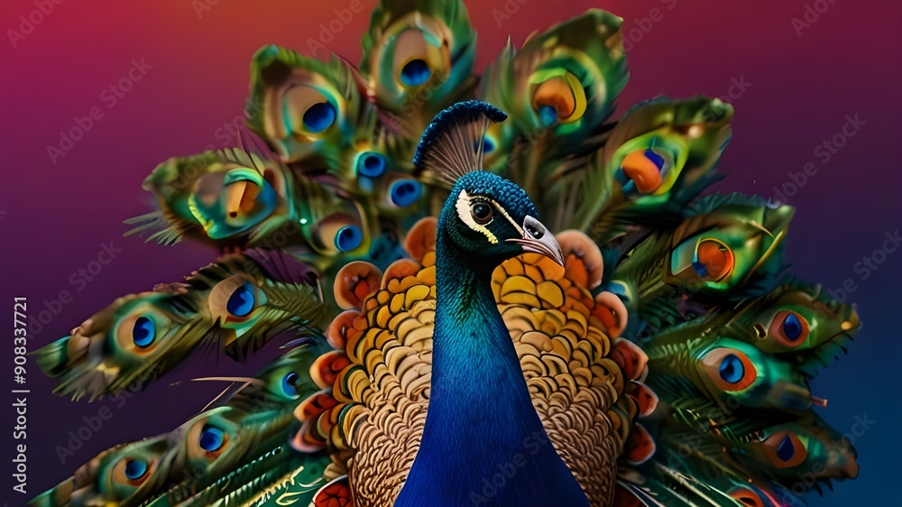 Obraz premium colorful peacock standing on colorful backgroundBy Nik