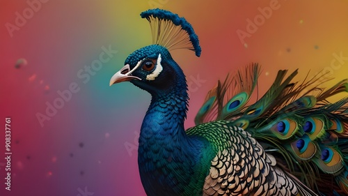 colorful peacock standing on colorful backgroundBy Nik